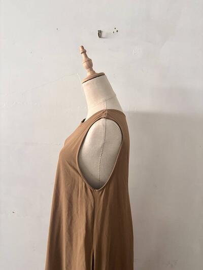 グリーンレーベルリラクシング マキシ丈ノースリーブワンピース キャメル 38 画像6