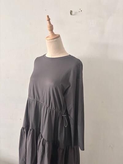 美品 グリーンレーベルリラクシング 切替ドロストロングワンピース グレージュ 画像3