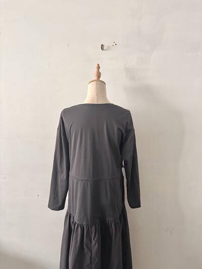 美品 グリーンレーベルリラクシング 切替ドロストロングワンピース グレージュ 画像7