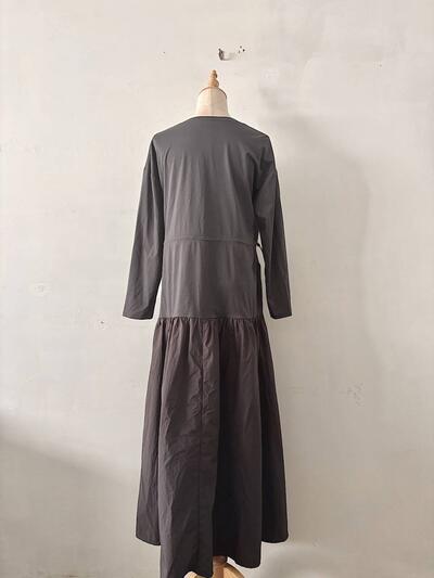 美品 グリーンレーベルリラクシング 切替ドロストロングワンピース グレージュ 画像8