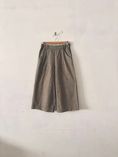 パラスパレス チェック柄 ワイドパンツ ガウチョパンツ グリーン 黒 2 画像1
