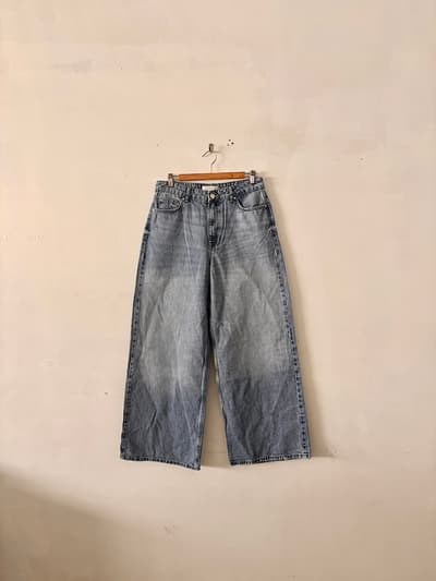 ZARA ザラ ワイドデニムパンツ ライトブルー EUR 40 USA 8 コットン100% 画像1