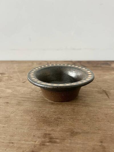 【美品】井上尚之 小代焼 ふもと窯 小鉢 象嵌　焦茶ドット 画像5