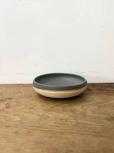 【美品】藤居奈菜江　練り込み 5寸鉢　黒　14.5cm　① 画像1