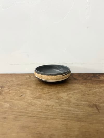 【美品】藤居奈菜江　練り込み 　鉢　黒　11cm　① 画像1