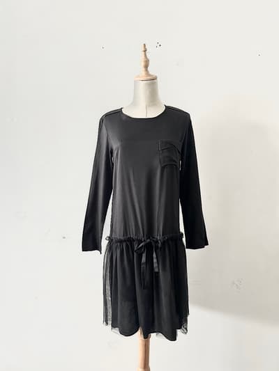 T.yamai paris ワンピース ブラック コットン リヨセル チュール 画像1