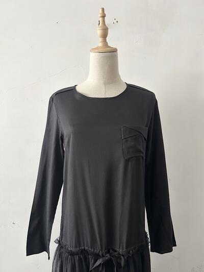 T.yamai paris ワンピース ブラック コットン リヨセル チュール 画像2