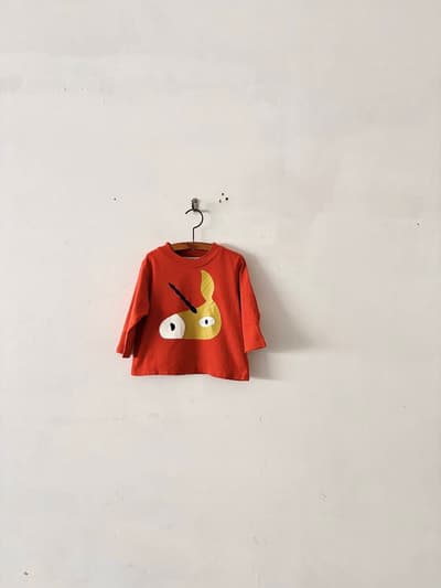 ミナペルホネン unichorus キッズ 長袖 カットソー 80 赤　オレンジ 画像1