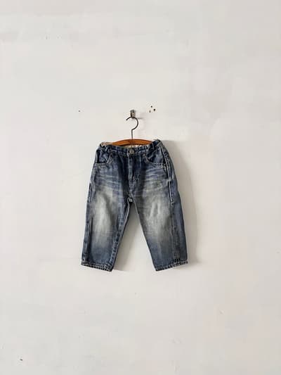 ミナペルホネン always キッズ デニム パンツ 90 ブルー 麻混 画像1