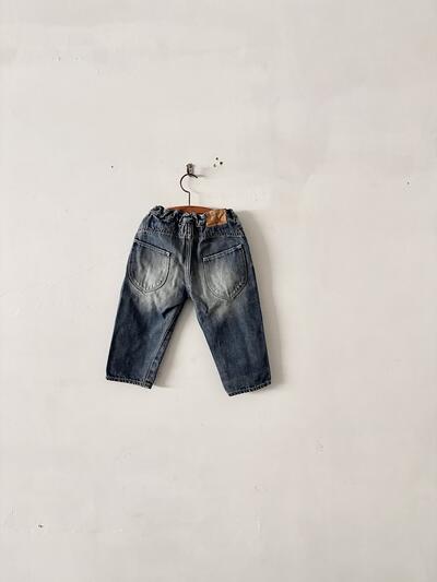 ミナペルホネン always キッズ デニム パンツ 90 ブルー 麻混 画像5