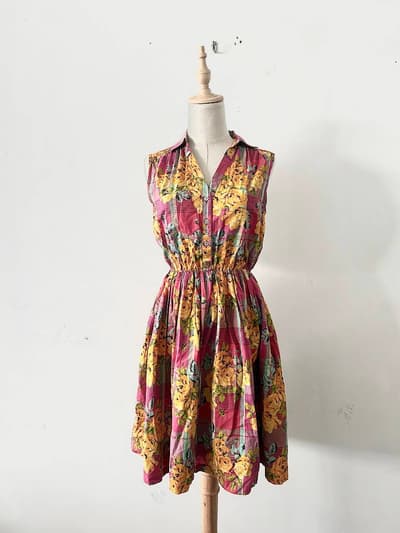 【美品】J.Sloane ノースリーブ 花柄 ワンピース 画像1