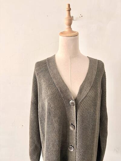 【美品】1er arrondissement リネン畦カーディガン　グレーベージュ　 画像2