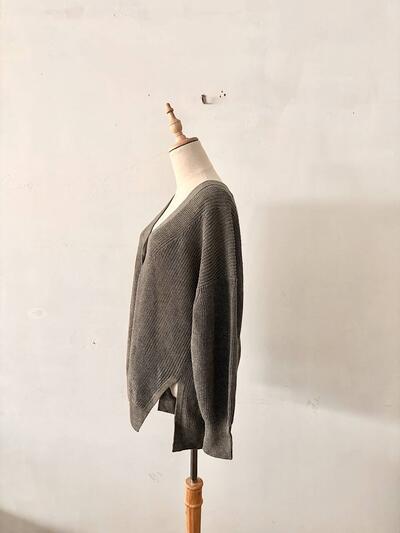 【美品】1er arrondissement リネン畦カーディガン　グレーベージュ　 画像4