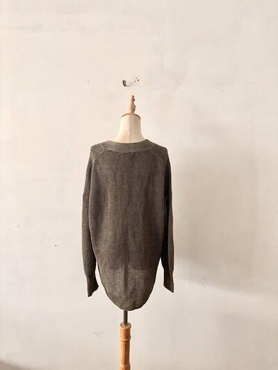 【美品】1er arrondissement リネン畦カーディガン　グレーベージュ　 画像5