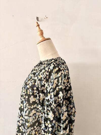 【美品 】loomer コットンシルク フラワー柄 チュニックワンピース 黒 F 画像5