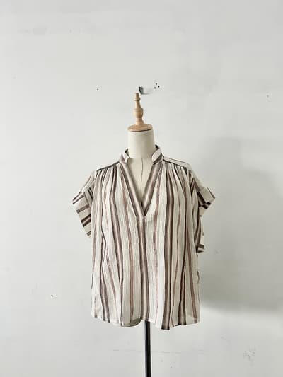 【未使用】VANESSA BRUNO Cory Striped Blouse 画像1