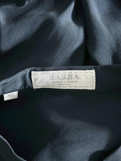 BARBA シルク ブラウス ネイビー 比翼仕立て 画像7