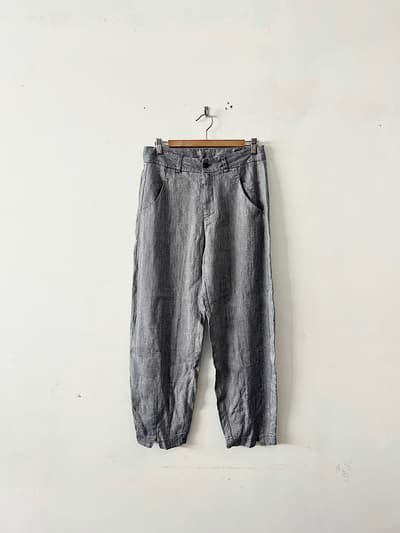 【未使用】TRANSIT リネン混ヘリンボーンパンツ ブルー 画像1