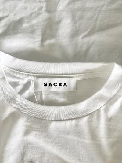 【未使用】SACRA サクラ コットン Tシャツ ホワイト 38 定価14300円 画像7