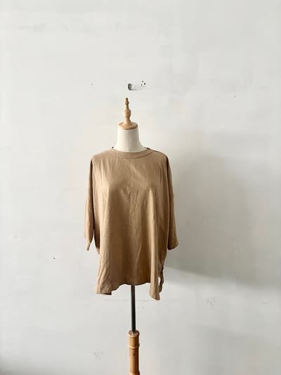 【美品】45Rコットン100% ゆったりドルマンカットソー モカベージュ
