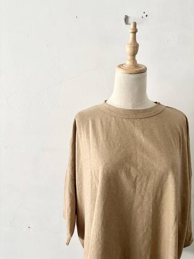 【美品】45Rコットン100% ゆったりドルマンカットソー モカベージュ 画像2
