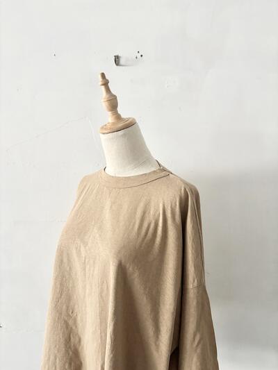 【美品】45Rコットン100% ゆったりドルマンカットソー モカベージュ 画像3