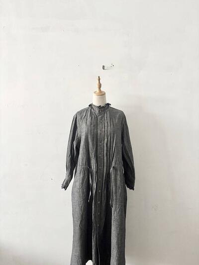 【美品】45R ダンガリーカットワークのフリルドレス 画像2