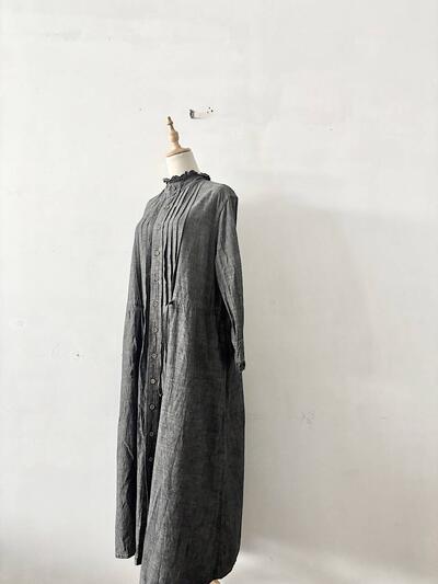【美品】45R ダンガリーカットワークのフリルドレス 画像6