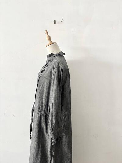 【美品】45R ダンガリーカットワークのフリルドレス 画像7