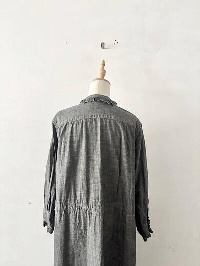 【美品】45R ダンガリーカットワークのフリルドレス 画像8