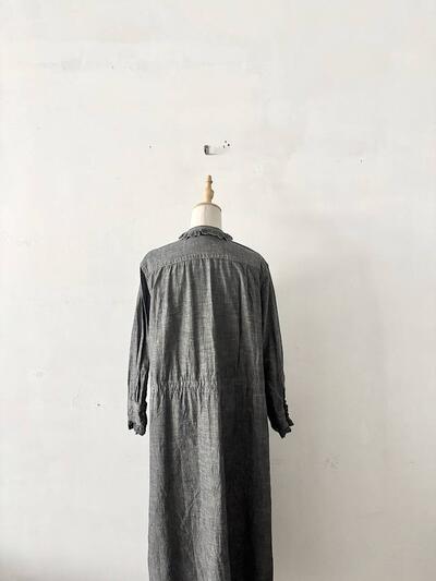 【美品】45R ダンガリーカットワークのフリルドレス 画像10