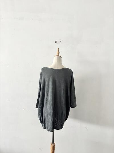 【美品】TRANSIT 麻混カットソー グリーングレー ゆったりシルエット 画像5