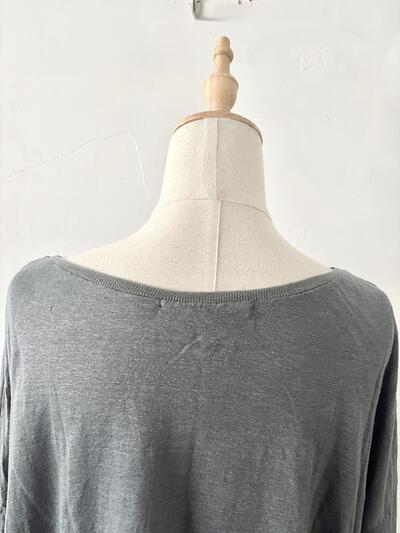 【美品】TRANSIT 麻混カットソー グリーングレー ゆったりシルエット 画像6
