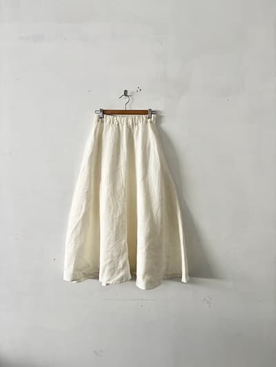【美品】Short fingerリネン ギャザースカート アイボリー 白系 画像1