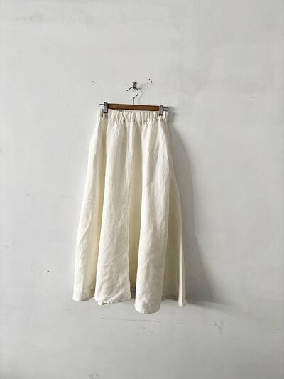 【美品】Short fingerリネン ギャザースカート アイボリー 白系 画像3