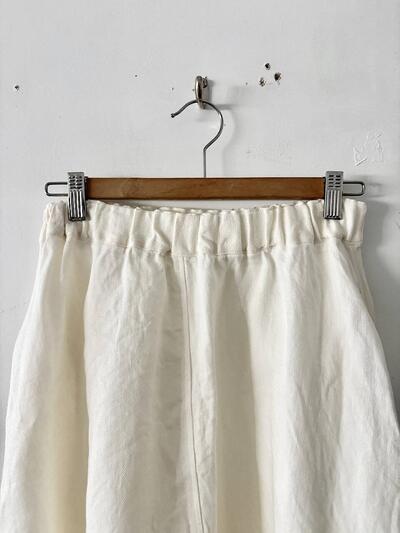 【美品】Short fingerリネン ギャザースカート アイボリー 白系 画像5
