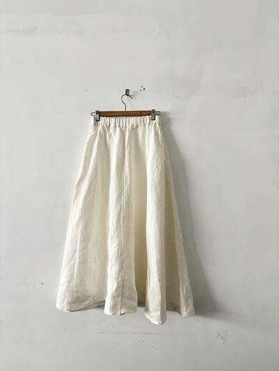 【美品】Short fingerリネン ギャザースカート アイボリー 白系 画像6