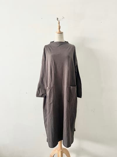 【美品】45R ボトルネック コットンワンピース