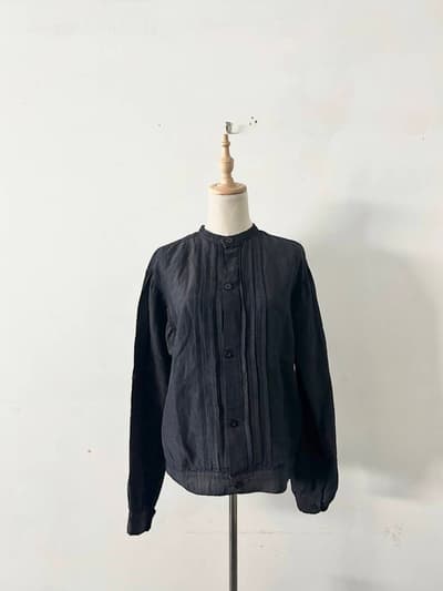 【未使用】OUTIL　ウティ　ヴェストゥバイコー　ブラウス　ブラックインディゴ　サイズ0　  画像1
