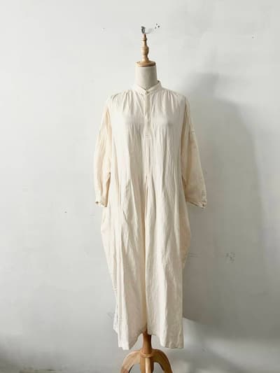 【美品】suzuki takayuki　peasant dress　エクリュ　リネン　レーヨン　ワンピース　S231-22  画像1