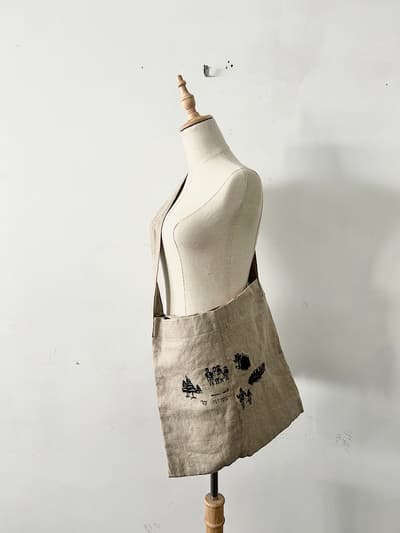 【未使用】R&D.M.Co- OLDMAN'S TAILOR　GOOD OLD DAYS　リネンショルダーバッグ 画像1