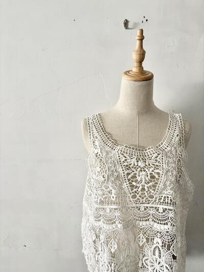 【美品】JOURNAL STANDARD LUXE レースMIXノースリーブブラウス　白　2025ss　 画像2