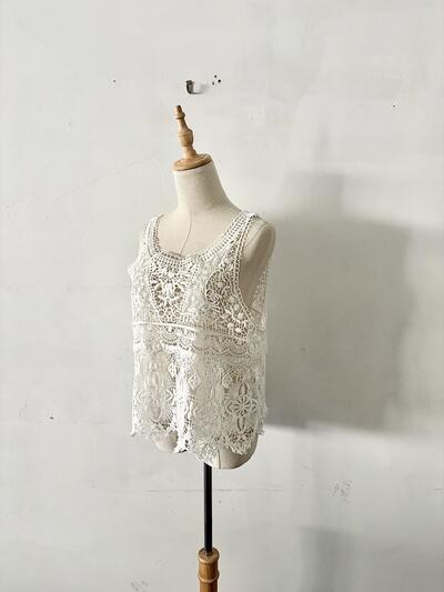 【美品】JOURNAL STANDARD LUXE レースMIXノースリーブブラウス　白　2025ss　 画像3
