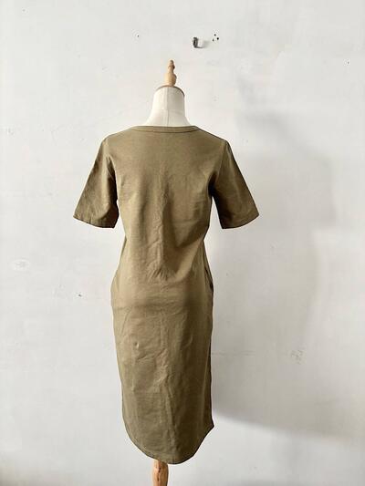 suadeo スアデオ 綿ポリ クルーネック ワンピース モスグリーン 38 画像5