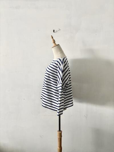 【美品】 OUTIL ウティ フランス製 ボーダーカットソー ネイビー・白 0 綿100% 画像3