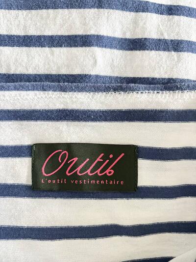 【美品】 OUTIL ウティ フランス製 ボーダーカットソー ネイビー・白 0 綿100% 画像5