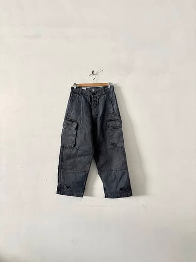 【美品】OUTIL ウティ ヘンプ混 カーゴパンツ チャコールグレー 00 画像1