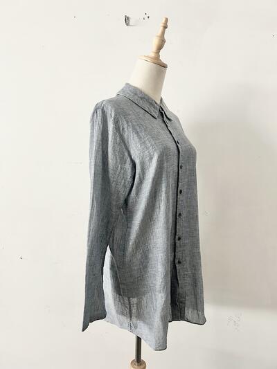 【美品】45R コットン シャツ ライトブルー ネイビー 画像4
