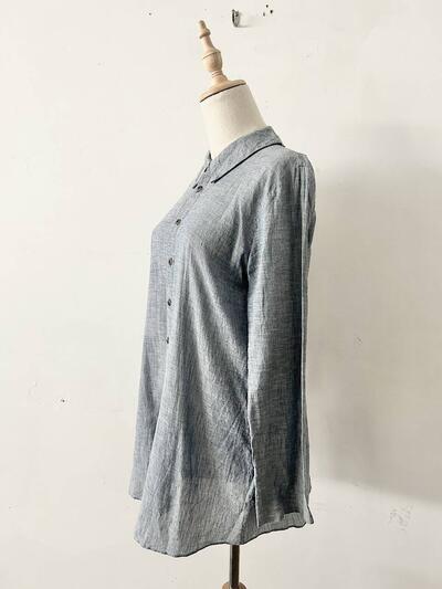 【美品】45R コットン シャツ ライトブルー ネイビー 画像5