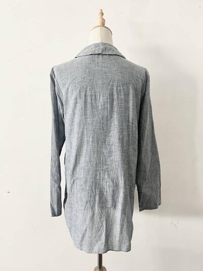 【美品】45R コットン シャツ ライトブルー ネイビー 画像6